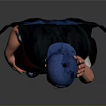 Child Dressed in Blue Cap Red Vest Black Cape and Blue Shoes
