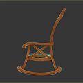 Wooden Rocking Chair With Armrests And Striped Cushion For Home Furniture