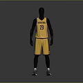 Yellow Basketball Sportswear Jersey And Shorts With 23 Number BASKETBALL Print For Daily Wear