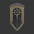 Ornate Decorative Shield With Central Star Emblem And Intricate Metal Woven Texture