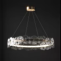 Modern Double Layer Chandelier With Transparent Petal Decorations And Gold Base