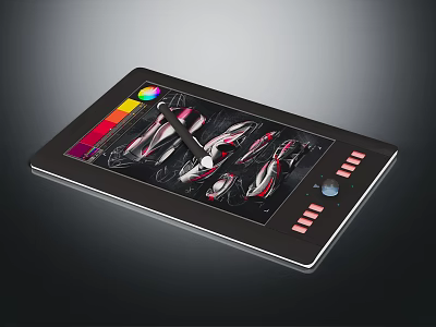 Professional Graphics Tablet With Color Wheel Digital Art Drawing Area And Control Buttons 3d model