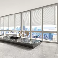 Modern Indoor Garden Water Feature With Flowing Water Large Windows And City View