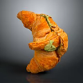 Flaky Croissant With Green Filling On Dark Background Shiny Surface