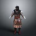 Medieval Warrior Armor 3D Model With Metal Pauldrons Leather Belt And Helmet