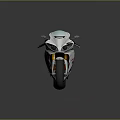 Stylish White Yamaha Sport Motorcycle With Red Rims And Reflective Surface Design