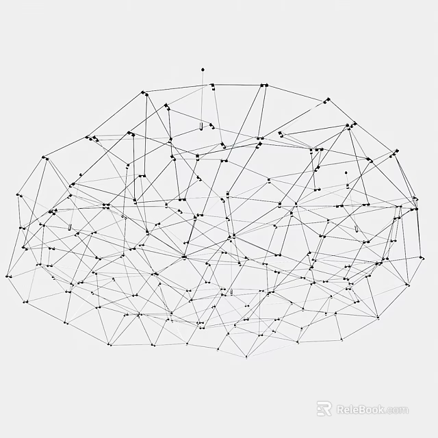 Abstract Geometric Chandelier Design With Lines Dots And Brain Shaped Structure 3d model 