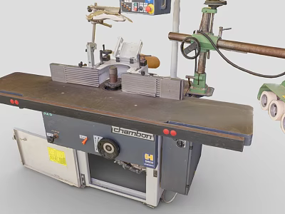 Industrial Woodworking Machine For Furniture Making With Workbench And Control Panel 3d model