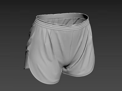 Gray Athletic Shorts With Elastic Waistband And Side Panel Design 3d model