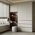 Modern Wardrobe Interior With Dressing Table Drawers And Ambient Lighting Design 3d model