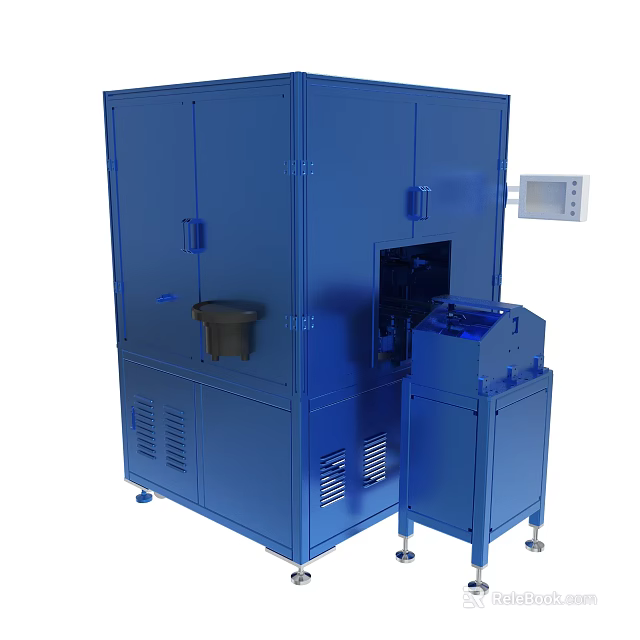 Blue Industrial Machinery With Main Cabinet Control Panel And Mobile Base 3d model