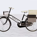Vintage Adventure Time Bicycle With White Front Basket And Wooden Rear Box