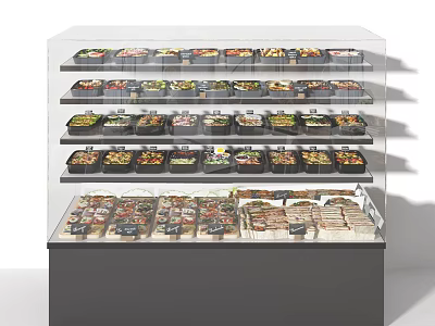 Display Shelf with Transparent Glass and Multiple Shelves for Packaged Food Displays 3d model
