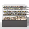 Display Shelf with Transparent Glass and Multiple Shelves for Packaged Food Displays