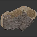 Natural Wood And Stone Coffee Table With Textured Slabs And Sturdy Base