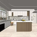 Modern Kitchen Interior Design With White Cabinets Marble Countertops And Island