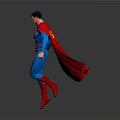 Dynamic Superhero In Blue Costume With Red Cape And Chest S Symbol Running Pose