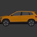 Stylish Yellow Modern SUV With Sunroof And Reflective Black Surface