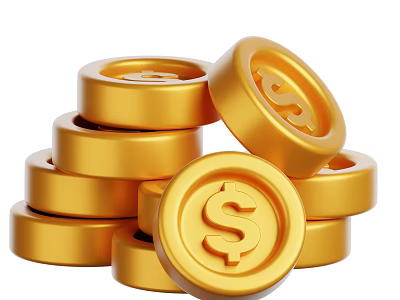 Shiny Golden Coins With Dollar Sign Stacked As Household Daily Supplies 3d model