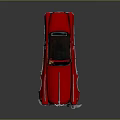 Red Vintage Convertible Car With Black Soft Top And Silver Accents