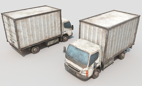 Old box truck, old car, small truck 3d model