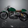 Vintage Green Motorcycle With Brown Leather Seat Number 90 On Body Classic Design Shiny Finish