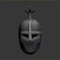 Medieval Metal Helmet Design With Decorative Top And Face Guard