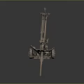 Vintage Military Artillery Weapon Model With Wheeled Base And Cannon Structure
