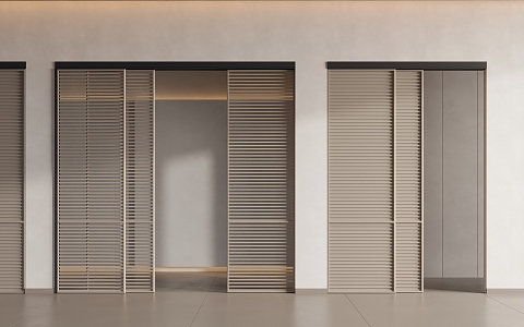 Minimalist sliding door grille door 3d model