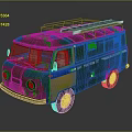 minibus minivan driverless bus school bus van box car 3d model