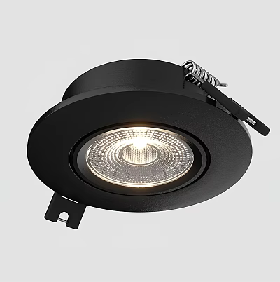 Modern Black Recessed Downlight Spotlight With Illuminated Anti Glare Design And Spring Clips 3d model