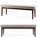 Comfortable Modern Upholstered Sofa Bench With Gray Fabric Seat And Solid Wooden Legs