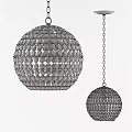Set of Two Elegant Crystal Spherical Chandeliers with Hanging Chain Design