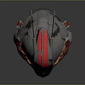 3D Character Biological Head Design With Metal Helmet Sharp Fangs And Colorful Details