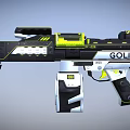 Futuristic GOLIATH Gun Design With Black White Yellow Accents Scope And Grip