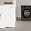 White And Black Front Load Washing Machines With Modern Design For Home Use