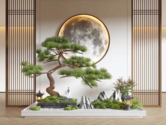 New Chinese Style Indoor Landscape Landscaping Landscape Setches Indoor Landscape Indoor Landscape Bryophytes Plant Pile 3d model