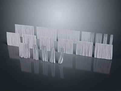Modern Abstract White Striped Geometric Structures On Black Reflective Surface 3d model
