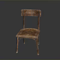 Vintage Wooden Single Chair With Brown Leather Seat And Simple Design Structure