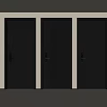 Three Modern Security Doors With Wood Grain Dark Gray And Metal Handles In Minimalist Interior