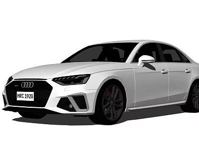 White Audi Sporty Sedan With Alloy Wheels And Front Design Exterior View 3d model