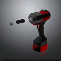 Cordless Electric Impact Wrench With Red Gray Design And Socket Nut 3d model
