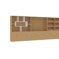 Wooden Bookcase With Multiple Shelves Grid Design And Bottom Cabinets