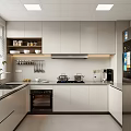 Modern Open Concept Kitchen Interior Design With White Cabinets Stainless Steel Appliances And Island