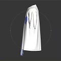White T-shirt With Blue Heart Pattern And Hanging Tassel Design