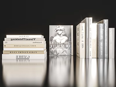 Modern Decorative Ornament Set Featuring Stacked Books And Various Designs For Home Shelf 3d model