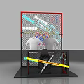Mannequin In White Jacket Black Pants With Shoes Display Red Striped Screen Jordan Silhouette