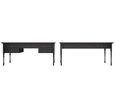 Modern Black Desk With Drawers And Simple Design For Home Office Use 3d model