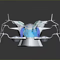 Futuristic White Aerial Vehicle Concept With Blue Transparent Cockpit And Streamlined Design