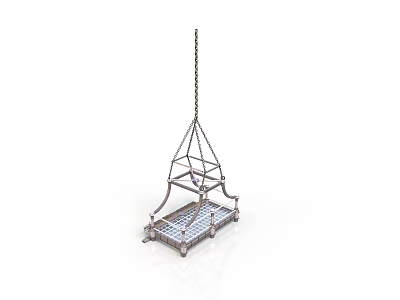 Modern Metal Swing Chair With Chain Suspension Grid Seat And Minimalist Design 3d model